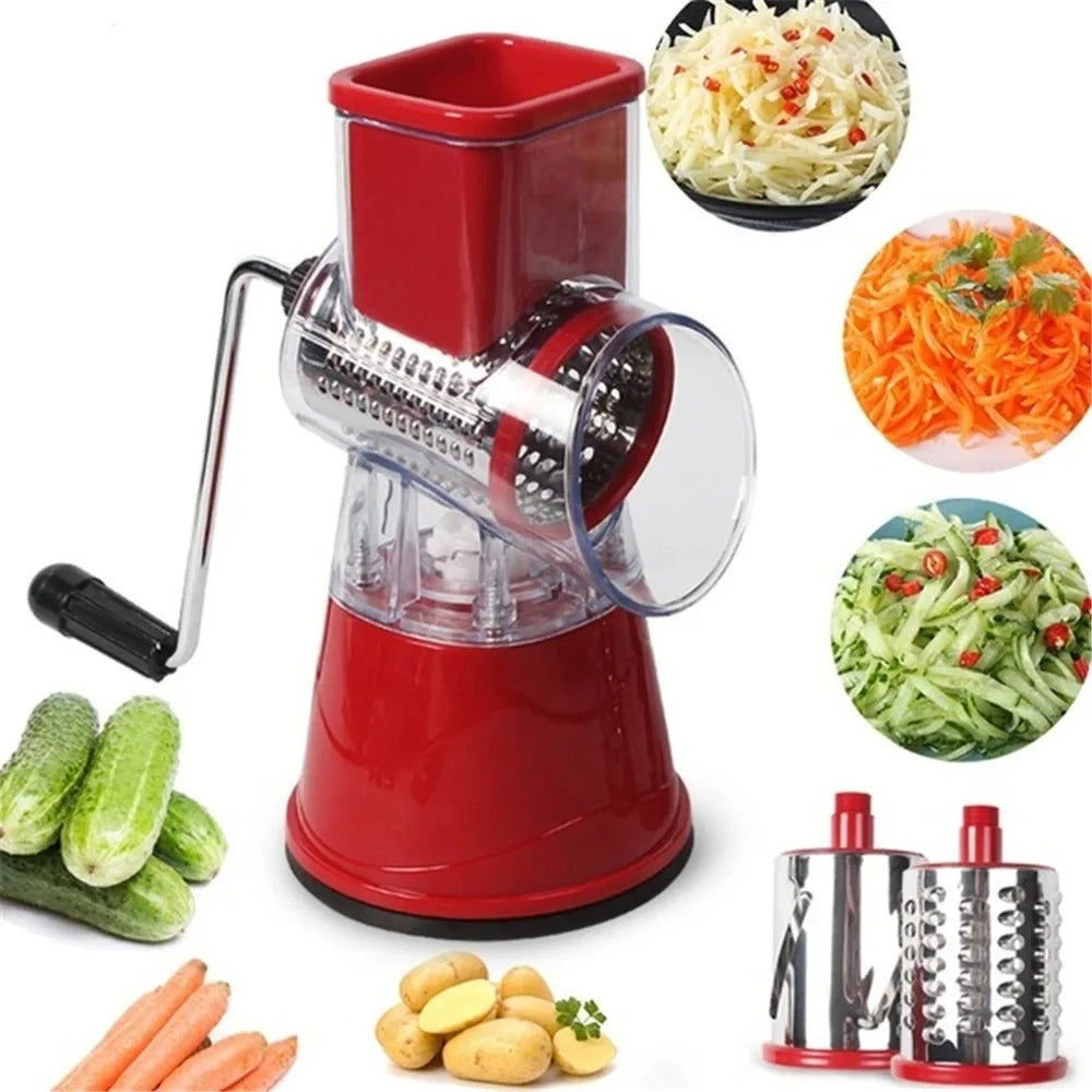 3-in-1 Rotary Food Slicer Chopper Cheese Grater Fruit Vegetable Shredder Cutter