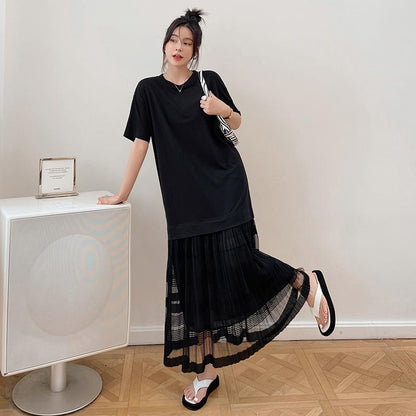 Loose Long Dresses Robe Elbise Short Sleeve